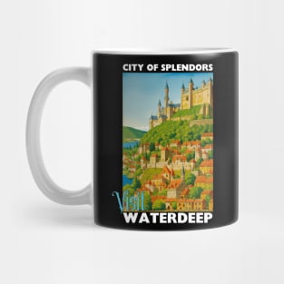 Waterdeep Tourism Poster Design - Travel D&D Mug